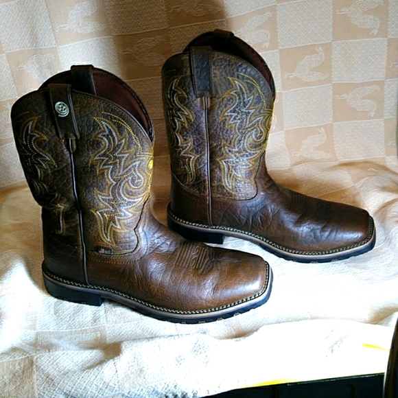 Justin Other - Justin George Strait Square-Toe Work Boots, Waterproof, Oil & Slip Resistent